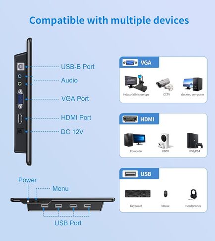 شاشة لمس 15.6 بوصة، FHD 1920×1080 IPS شاشة كمبيوتر محمول تعمل باللمس HDMI VGA DVI شاشة تعمل باللمس تدعم حامل VESA متوافق مع أجهزة الكمبيوتر المحمولة PC PS5/4 in Saudi Arabia