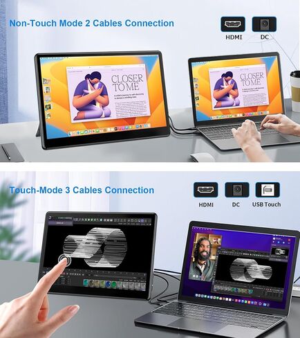 شاشة لمس 15.6 بوصة، FHD 1920×1080 IPS شاشة كمبيوتر محمول تعمل باللمس HDMI VGA DVI شاشة تعمل باللمس تدعم حامل VESA متوافق مع أجهزة الكمبيوتر المحمولة PC PS5/4 in Saudi Arabia