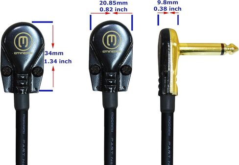 WORLDS BEST CABLES 6 Units - 15 Inch - S-Shaped Pedal, Effects, Patch, Instrument Cable Custom Made Made Using Mogami 2524 Wire and Eminence Gold Plated (6.35mm) R/A Pancake Type Connectors in Saudi Arabia