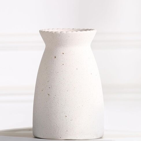 White Ceramic Vase-Flower vase for centerpirces, Modern Farmhouse Home Decor Vase, Handmade White vase for Home Decoration/Entryway/Mantel/Bookshelf in Kuwait