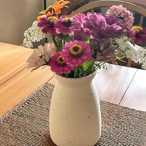 White Ceramic Vase-Flower vase for centerpirces, Modern Farmhouse Home Decor Vase, Handmade White vase for Home Decoration/Entryway/Mantel/Bookshelf in Kuwait