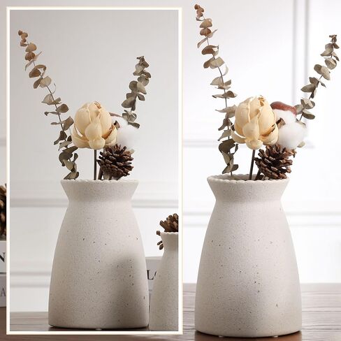 White Ceramic Vase-Flower vase for centerpirces, Modern Farmhouse Home Decor Vase, Handmade White vase for Home Decoration/Entryway/Mantel/Bookshelf in Kuwait