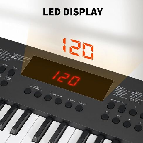 K140 49 Keys Mini Keyboard Piano, Portable Small Electric Keyboard with 80 Songs, 300 Sounds, 300 Rhythms & MIDI Function, Compact Music Keyboard Gift for Kids/Beginners (Black) in Saudi Arabia