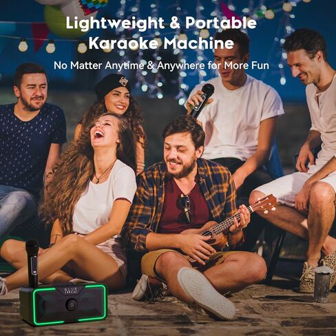 آلة كاريوكي BIGASUO للبالغين والأطفال مكبر صوت بلوتوث محمول مع 2 ميكروفونات لاسلكية UHF أضواء LED نظام الغناء PA للمنزل وحفلات الزفاف والكنيسة والنزهة الخارجية/الداخلية KA215 in Kuwait