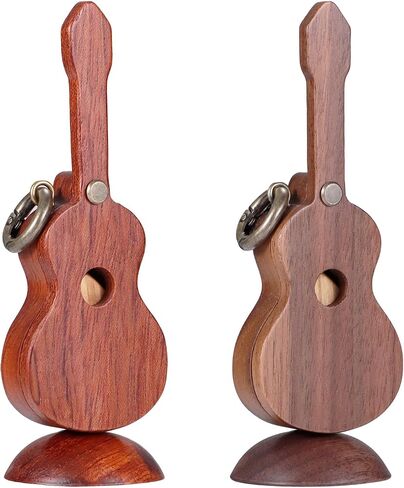 CustomGuitarPlectrumwithBox HomeWoodenDecorativeOrnamentGuitarMusicGiftCarMiniPendantGuitarAccessories Musician'sGuitarPlectrumGiftChristmasUniqueGift (Wood color (flower pear tree)) in Saudi Arabia