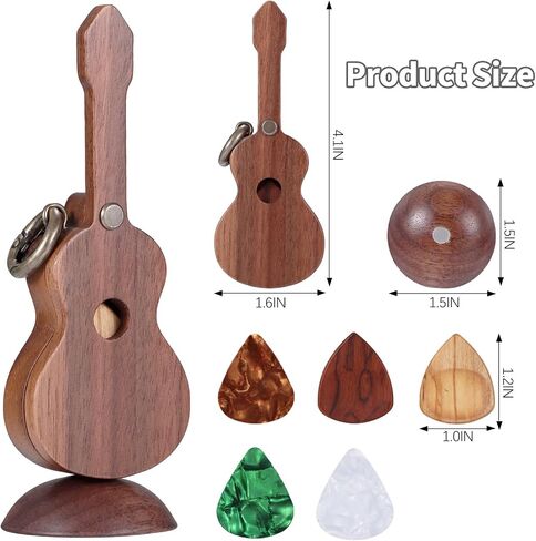 CustomGuitarPlectrumwithBox HomeWoodenDecorativeOrnamentGuitarMusicGiftCarMiniPendantGuitarAccessories Musician'sGuitarPlectrumGiftChristmasUniqueGift (Wood color (flower pear tree)) in Saudi Arabia