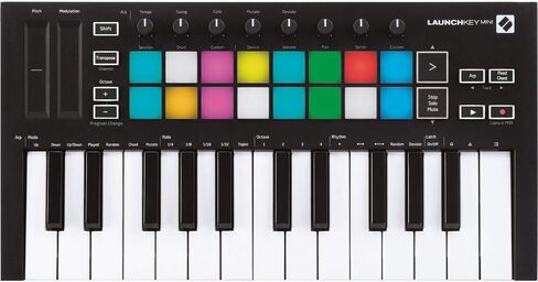 Novation Launchkey Mini MK3 25-Key MIDI USB وحدة تحكم بلوحة المفاتيح مع دواسة مستدامة (نمط البيانو) وحزمة كابل MIDI in Kuwait