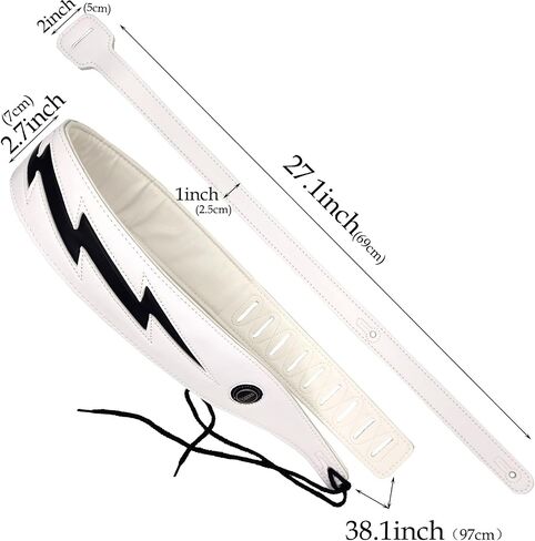 Guitar Strap Leather, Anti-Slip, Classic, Adjustable Soft Leather Strap for Acoustic, Electric and Bass Guitars in Kuwait