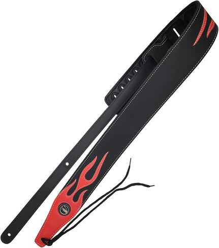 Guitar Strap Leather, Anti-Slip, Classic, Adjustable Soft Leather Strap for Acoustic, Electric and Bass Guitars in Kuwait