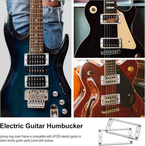 SAPHUE 2pcs Metal Humbucker Pickup Mounting Ring,70.5 * 39mm Bridge and Neck Pickups Cover Frame Replacement Compatible with Les Paul LP Style Electric Guitar or Precision Bass in Saudi Arabia