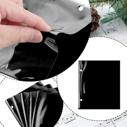 12Pcs Black Flip Folio Marching Band Music Files Holder Flip Folder Pages Musical Flip Folder with 2 Holes 7.5 x 6.3 Inches PVC Waterproof Window Pages for Music File in Saudi Arabia