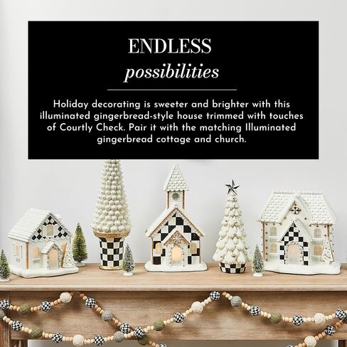 MACKENZIE-CHILDS Gingerbread Illuminated Church, Christmas Indoor Home Decor, Holiday-Village Decor in Saudi Arabia