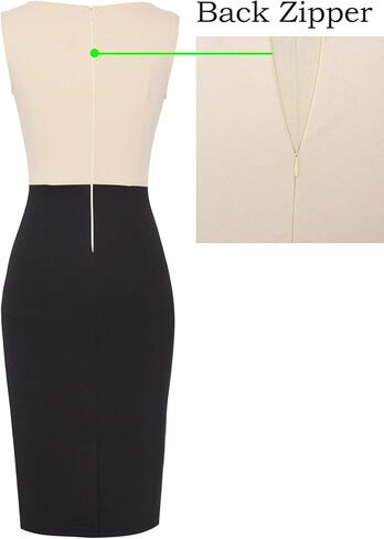 VFSHOW Womens Professional Work Business Front Zipper Bodycon Sheath Dress Sleeveless Slim Fitted Office Career Colorblock Crisscross Waist Pencil Dress (Red, XX-Large) 10720 RED XXL in Kuwait