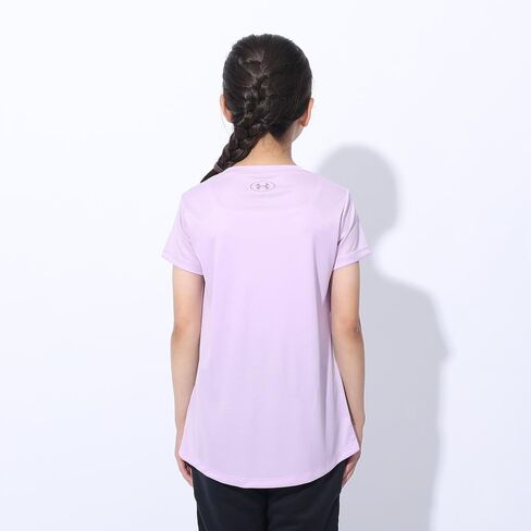 Under Armour Girls' Tech Big Logo كم قصير رقبة دائرية، (015) تيترا جراي / / برتقالي متوهج، صغير in Saudi Arabia