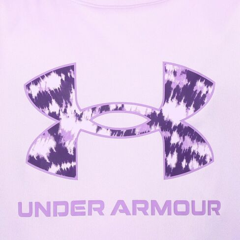 Under Armour Girls' Tech Big Logo كم قصير رقبة دائرية، (015) تيترا جراي / / برتقالي متوهج، صغير in Saudi Arabia