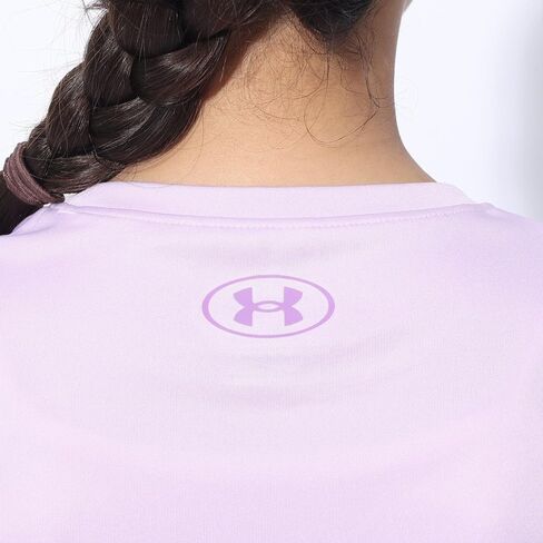 Under Armour Girls' Tech Big Logo كم قصير رقبة دائرية، (015) تيترا جراي / / برتقالي متوهج، صغير in Saudi Arabia