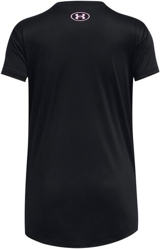 Under Armour Girls' Tech Big Logo كم قصير رقبة دائرية، (015) تيترا جراي / / برتقالي متوهج، صغير in Saudi Arabia
