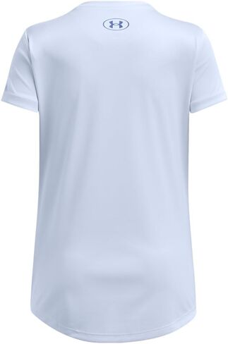 Under Armour Girls' Tech Big Logo كم قصير رقبة دائرية، (015) تيترا جراي / / برتقالي متوهج، صغير in Saudi Arabia