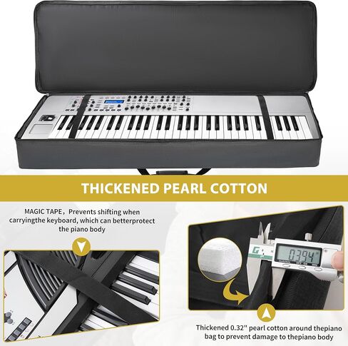AKOZLIN مبطن 88 مفتاح حقيبة جيتار للوحة المفاتيح حقيبة بيانو كهربائية محمولة حقيبة قابلة للطي للوحة المفاتيح 88 ملاحظة 57.5 بوصة × 18 بوصة × 6.75 بوصة in Kuwait