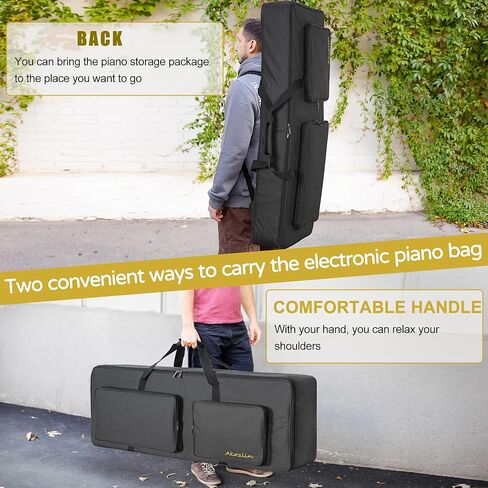 AKOZLIN مبطن 88 مفتاح حقيبة جيتار للوحة المفاتيح حقيبة بيانو كهربائية محمولة حقيبة قابلة للطي للوحة المفاتيح 88 ملاحظة 57.5 بوصة × 18 بوصة × 6.75 بوصة in Kuwait