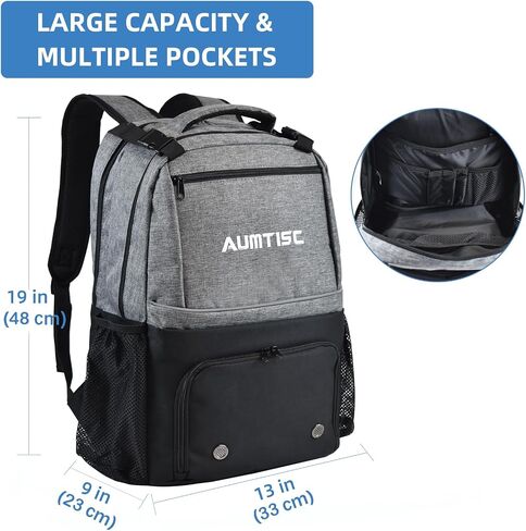 AUMTISC Tennis Bag Backpack 2 Rackets, Tennis Racket Bags with Insulated Pocket and Separate Shoe Compartment to Hold Pickleball Paddle, Badminton Squash Racquet, and Accessories in Saudi Arabia