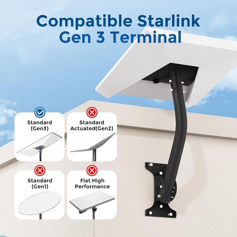 Starlink Mounting Pole Kit for V2 (Gen 2) - Adjustable Starlink Pole Mount Kit Bracket for Starlink Satellite Dish, Ideal for Roof/ Wall/ Ground Mounting,Rust-Resistant & Easy Installation Hardware in Kuwait