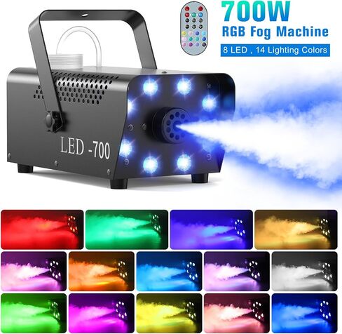 Fog Machine Halloween, 500W Smoke Machine with 14 LED Lights Color Effect, Wireless Remote Control, for DJ Parties Stage Outdoor Christmas Wedding, Over Temperature Protection in Saudi Arabia