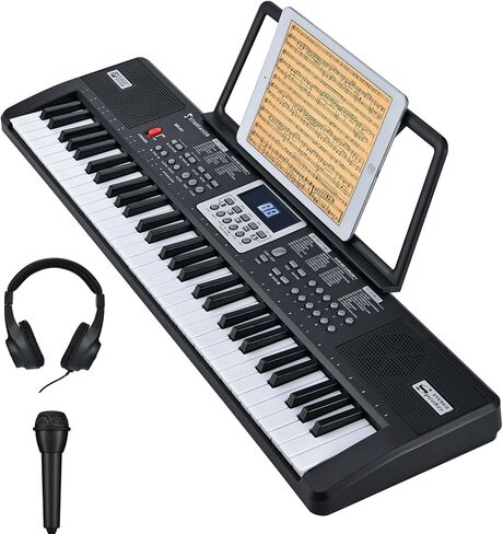 Starfavor 61 Key Kids Electric Keyboard Electronic Piano Small-Sized-Key with Power Supply, Built In Speakers, LED Screen, Microphone, Headphone (SEK-361) Gift for Kids Musical Instrument in Kuwait