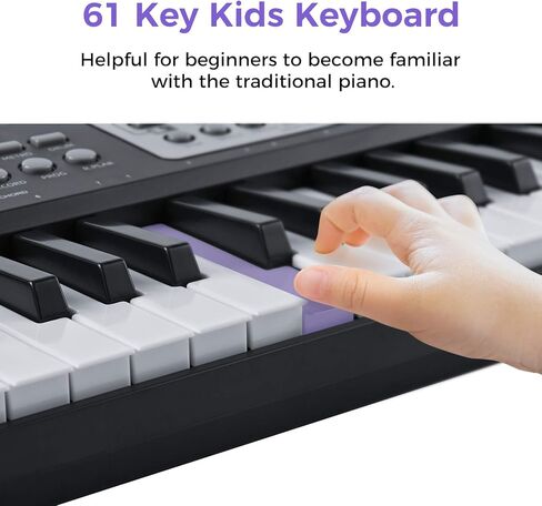 Starfavor 61 Key Kids Electric Keyboard Electronic Piano Small-Sized-Key with Power Supply, Built In Speakers, LED Screen, Microphone, Headphone (SEK-361) Gift for Kids Musical Instrument in Kuwait