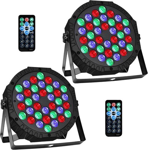 أضواء المسرح 36 أضواء LED الاسمية، إضاءة DJ داخلية لأحداث عيد الميلاد وديكورات الحفلات وعرض الموسيقى وحفلات الزفاف والديسكو، وجهاز التحكم عن بعد، وتحكم DMX بالصوت المنشط للحفلات في الهواء الطلق، عبوتان in Saudi Arabia