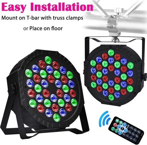 أضواء المسرح 36 أضواء LED الاسمية، إضاءة DJ داخلية لأحداث عيد الميلاد وديكورات الحفلات وعرض الموسيقى وحفلات الزفاف والديسكو، وجهاز التحكم عن بعد، وتحكم DMX بالصوت المنشط للحفلات في الهواء الطلق، عبوتان in Saudi Arabia