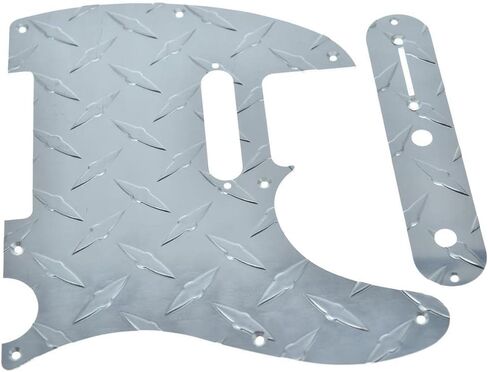 Dopro Metal Diamond Plate 8 Hole Modern Tele Pickguard with Diamond Plate Tele Control Plate and Screws for American/Mexican FD Telecaster Black in Kuwait