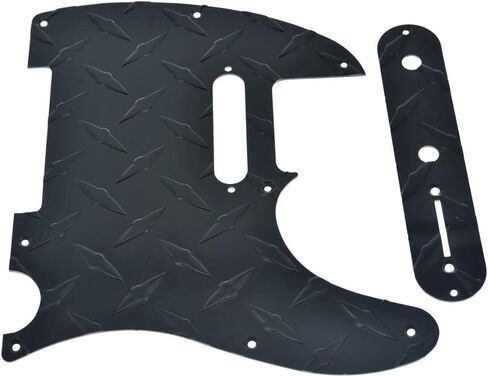 Dopro Metal Diamond Plate 8 Hole Modern Tele Pickguard with Diamond Plate Tele Control Plate and Screws for American/Mexican FD Telecaster Black in Kuwait