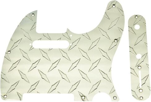 Dopro Metal Diamond Plate 8 Hole Modern Tele Pickguard with Diamond Plate Tele Control Plate and Screws for American/Mexican FD Telecaster Black in Kuwait
