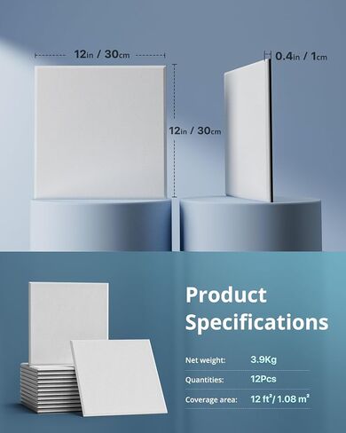 Soundproof Wall Panels Upgrade, Kuchoow 12 Pack Mass Loaded Vinyl Sound Proof Barrier, MLV Insulation Sheet Self-Adhesive, 12''X10''X0.4'' Anti Vibration Deadening Soundproofing Material in Saudi Arabia