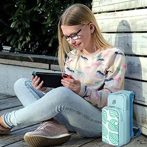 TNP Switch Bag, Travel Bag Compatible with Nintendo Switch & Switch Lite - Shoulder Bag Travel Case Portable Carrying Backpack Games Accessories Console & Dock Charger, Retro NES - Gray in Saudi Arabia