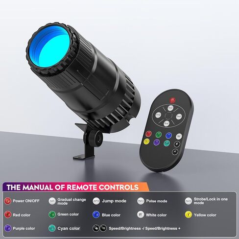 ضوء Pinspot، مصباح كرة مرآة صغير 20 وات، أضواء LED شعاع RGBW فائقة السطوع، إضاءة مسرح للتحكم عن بعد لفرقة DJ ديسكو وحفلات الرقص وحفلات البار ونادي الزفاف in Kuwait