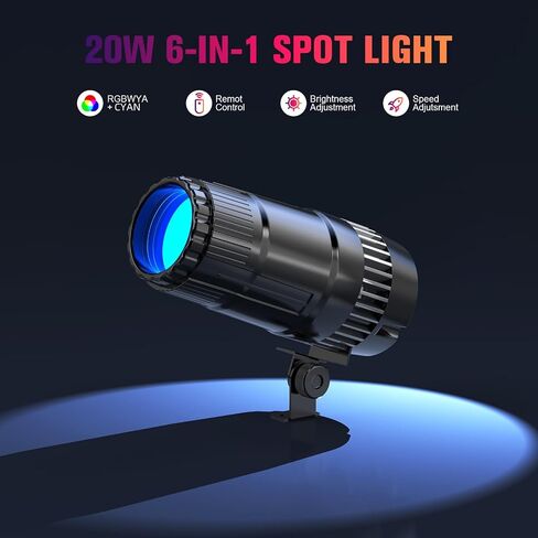 ضوء Pinspot، مصباح كرة مرآة صغير 20 وات، أضواء LED شعاع RGBW فائقة السطوع، إضاءة مسرح للتحكم عن بعد لفرقة DJ ديسكو وحفلات الرقص وحفلات البار ونادي الزفاف in Kuwait