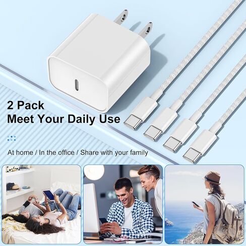 USB C Charger Fast Charging for iPad Pro for iPad Pro 12.9, 11 inch 2021/2020/2018, iPad Air 5th 10.9 inch 2022, iPad Mini 6 Generation 2021, 20W PD Charger Block with 6.6&10FT USB C to C Cable-2Pack in Saudi Arabia