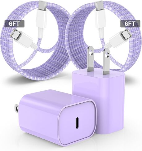 USB C Charger Fast Charging for iPad Pro for iPad Pro 12.9, 11 inch 2021/2020/2018, iPad Air 5th 10.9 inch 2022, iPad Mini 6 Generation 2021, 20W PD Charger Block with 6.6&10FT USB C to C Cable-2Pack in Saudi Arabia