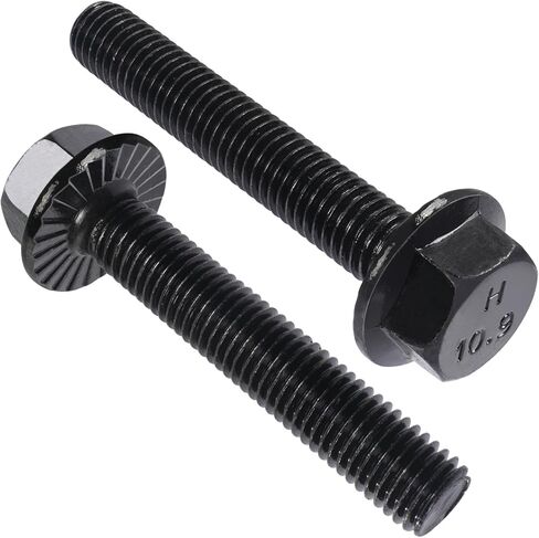 M8-1.25 x 35mm Flanged Hex Head Bolts,External Flange Hex Drive Screws,Class 10.9 Black Zinc Plated,Alloy Steel,Full Coarse Thread,Pump,Fix Car,DIY Project(18Pcs) in Saudi Arabia