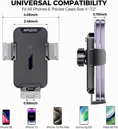 Car Phone Holder Mount [Upgrade Clip Never Fall] Hands Free Cell Phone Holder Car [Thick Cases Friendly] Car Phone Mount Mount Fit for Smartphone, iPhone, Automobile Cradles Universal in Saudi Arabia