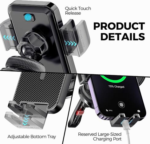 Car Phone Holder Mount [Upgrade Clip Never Fall] Hands Free Cell Phone Holder Car [Thick Cases Friendly] Car Phone Mount Mount Fit for Smartphone, iPhone, Automobile Cradles Universal in Saudi Arabia