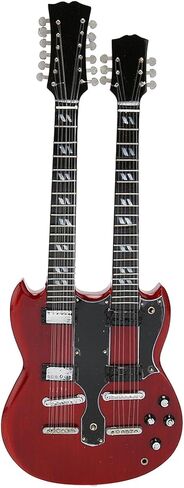 BORDSTRACT 1:4 Scale Double Neck Electric Guitar Decoration, Miniature Guitar Model with Basswood Material, 10 Inches Tall, Perfect for Home Display and Gift, Black Color in Saudi Arabia