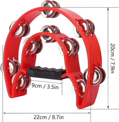 7 Pack Double Row Tambourine – 9.06 inch Professional Handheld Tambourine 20 Metal Jingles, Half Moon Musical Tambourine, Plastic Tambourines for Adults, Music Lovers and Performers in Kuwait