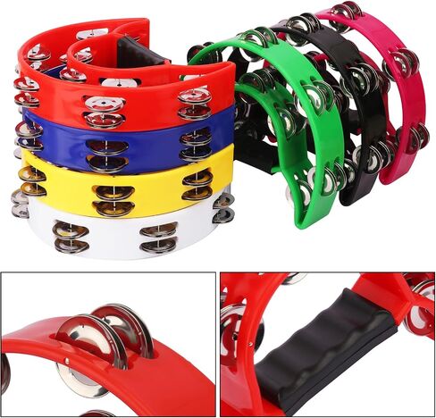 7 Pack Double Row Tambourine – 9.06 inch Professional Handheld Tambourine 20 Metal Jingles, Half Moon Musical Tambourine, Plastic Tambourines for Adults, Music Lovers and Performers in Kuwait