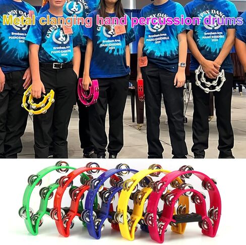 7 Pack Double Row Tambourine – 9.06 inch Professional Handheld Tambourine 20 Metal Jingles, Half Moon Musical Tambourine, Plastic Tambourines for Adults, Music Lovers and Performers in Kuwait