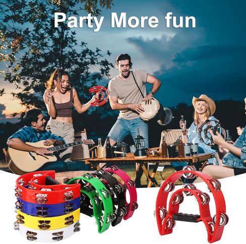7 Pack Double Row Tambourine – 9.06 inch Professional Handheld Tambourine 20 Metal Jingles, Half Moon Musical Tambourine, Plastic Tambourines for Adults, Music Lovers and Performers in Kuwait