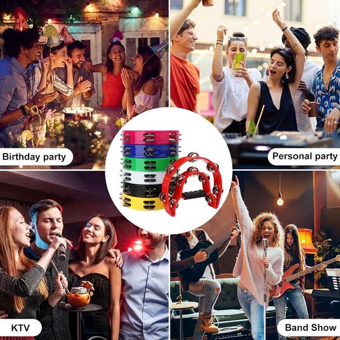 7 Pack Double Row Tambourine – 9.06 inch Professional Handheld Tambourine 20 Metal Jingles, Half Moon Musical Tambourine, Plastic Tambourines for Adults, Music Lovers and Performers in Kuwait