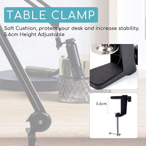 حامل ميكروفون قابل للتعديل تعليق بوم مقص ذراع ميكروفون مع زنبرك مدمج، حامل ميكروفون مدمج للبث الإذاعي، تسجيل الاستوديو، البث، استوديو الصوت عبر الصوت in Kuwait